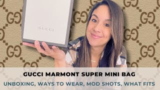 Gucci Marmont Super Mini unboxing 🖤 What fits Ways to wear Modshots and more [upl. by Ylloj]