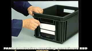 DYNSTO  FAMI  highest quality industrial ESD safe  conductive containers  boxes  bins [upl. by Aynekal]