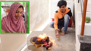 BURNING PAMIs SHOE amp CHAPPAL🤪🤪 SHE WENT SAD😢 [upl. by Eellehs]