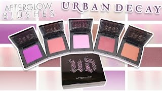 Review amp Swatches URBAN DECAY Afterglow 8Hour Powder Blushes [upl. by Aimehs]