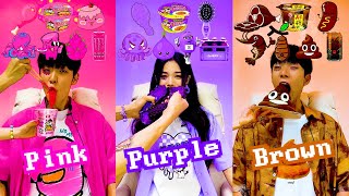 COLOR FOOD MUKBANG🔥 Pink🧠 • Purple😈 • Brown💩 [upl. by Adnilra]