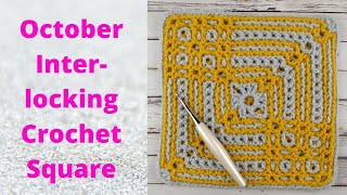 October Interlocking Crochet Square  Free Crochet Blanket Square Pattern [upl. by Ab570]