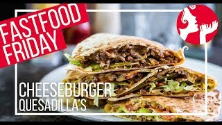 FASTFOOD FRIDAY Cheeseburger Quesadillas  OhMyFoodness [upl. by Yewed810]