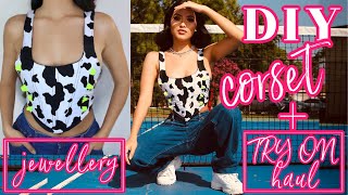 DIY Cowprint Corset Top from Scratch  How to add Boning to a Corset  Kerline Bay Deb [upl. by Nedap]