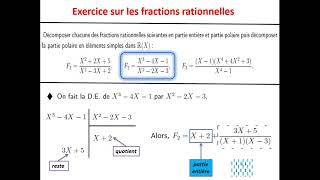 Exercice sur fractions rationnelles partie entière partie polaire éléments simples dans IRX [upl. by Trixy]