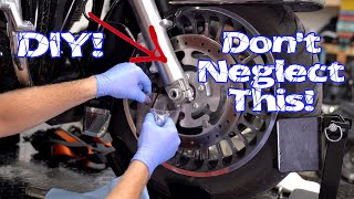 How to Change the Front Fork FluidOil on a HarleyDavidson [upl. by Acinom480]