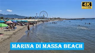 MARINA DI MASSA BEACH  ITALY  4K  Spiaggia Libera  Tyrrhenian Sea [upl. by Ahsineg746]