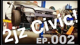 2jz Swapped Civic Trans Crossmember amp spherical tie rods [upl. by Yerffoej]