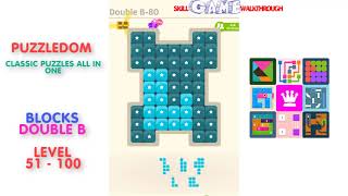 Puzzledom  Blocks Double B Level 51  100  Walkthrough [upl. by Aihsemat]