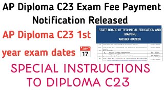 ap diploma C23 fee payment notification released diploma C23 first year exam dates ap diploma C23 [upl. by Im]