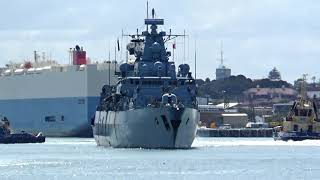 🚢 FGS BAYERN German Navy Ship departing Fremantle Harbour after a weeks visit From 28 Sept 2021 [upl. by Nylirem329]