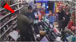 Cctv Robbery UK  Lancashire Shopkeeper Hands Over Money As Crackhead Takes £50 From Till 🇬🇧 [upl. by Aliek373]