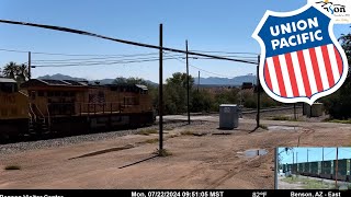 Union Pacific 2677 Leading A Intermodal Train On The Benson AZ RailCam [upl. by Kraska]