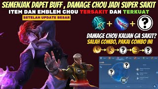 ITEM DAN EMBLEM CHOU TERSAKIT SETELAH UPDATE BUFF MOBILE LEGEND BUILD CHOU PALING SAKIT 1 HIT MLBB [upl. by Undry]