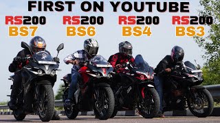 Bajaj Pulsar RS200 BS3 vs BS4 vs BS6 vs BS7 Drag Race All Generation RS200 [upl. by Sofko]