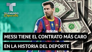 Messi tiene con Barcelona el contrato más caro en la historia del deporte  Telemundo Deportes [upl. by Llehcal]