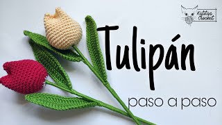 COMO HACER UN 🌷 TULIPAN 🌷 A CROCHET  PASO A PASO  FÁCIL Y RÁPIDO [upl. by Yesnnyl]