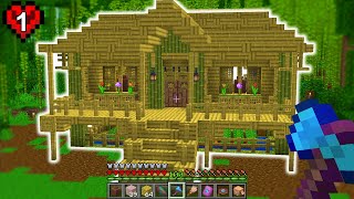 I Built a Bamboo Starter House in Minecraft Hardcore [upl. by Enuj36]