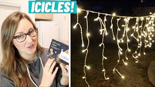 Christmas Icicle Lights Unboxing and Review 2021  400 LED 32ft 80 Drop Icicle Lights for Holidays [upl. by Olympia]