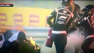 Romain Grosjean crash at Bahrain gp  Teammates Drivers and crew reaction [upl. by Amena]