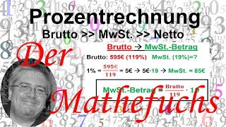 Prozentrechnung Kaufmännische Rechnen Brutto MwSt Netto [upl. by Benni]