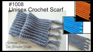 UNISEX RIBBED CROCHET SCARF crochet tutorial free pattern 1008 [upl. by Noitsuj]