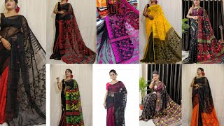 Beautiful jamdani saree collection black colour jamdani saree design black colour saree [upl. by Atsocal]