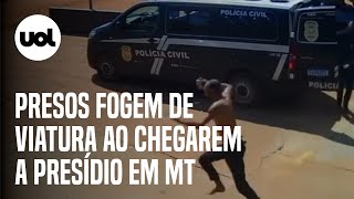 Presos escapam de viatura na chegada a presídio em MT vídeo mostra ação [upl. by Frances]