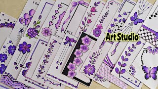 50 PURPLE BORDER DESIGNSPROJECT WORK DESIGNSA4 SHEETFILEFRONT PAGE DESIGN FOR SCHOOL PROJECTS [upl. by Alansen]