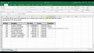 Función SI Salario Ventas  Calcular Comisión Ejercicio 4 Curso SENA Excel Intermedio [upl. by Anaud]