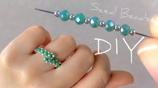 Easy Seed Bead Ring Tutorial How to Make Easy Ring with Beads [upl. by Desma]