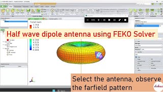 Design a half wave dipole antenna using FEKO solver [upl. by Casavant]