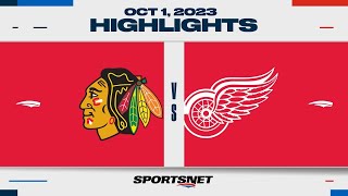 NHL PreSeason Highlights  Blackhawks vs Red Wings  October 1 2023 [upl. by Leugar]