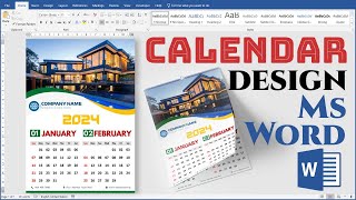 2024 Printable Calendar Design in Microsoft Word Hindi Tutorial  Ms Word Design [upl. by Os356]