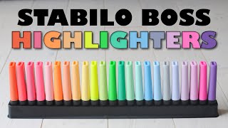 23 Stabilo Boss Highlighters Swatches Names and Review [upl. by Salahcin74]