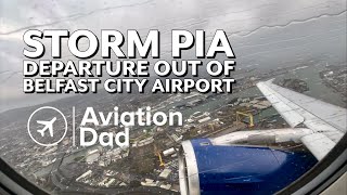 Storm Pia  British Airways A319 TOGA Take Off Runway 22 at Belfast City Airport 4K [upl. by Gard596]