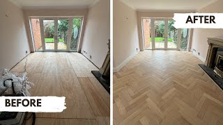 Full Installation  Shore Drift Oak Herringbone Engineered Wood Flooring with Stairs [upl. by Ynetruoc]