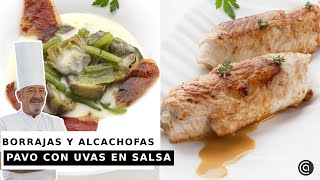 Pavo con uvas en salsa y Borrajas con alcachofas  Recetas con Arguiñano [upl. by Obed]