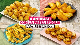 4 idee con la pasta sfoglia sfiziose e saporite perfette per lantipasto delle feste di Natale [upl. by Sharos487]