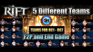 RC1  RC7 RIFT 5 Different Teams F2P amp End Game Detailed Walkthrough Tips and Tricks [upl. by Letnuahc]