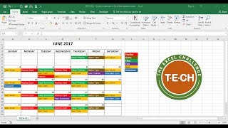 TECH011  Create a calendar in Excel that automatically updates colors by event category [upl. by Anoek782]