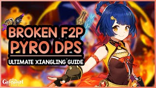 INSANE F2P DAMAGE  Xiangling BuildGuide • Artifacts Weapons Teams Showcase  Genshin Impact [upl. by Sayre]