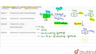 Toluene is nitrated and the resulting product is reduced with tin and hydrochloric [upl. by Nolly]