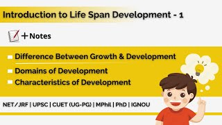 Developmental Psychology 1  Growth amp Development  Domains  Characteristics UPSC NET JRF CUET [upl. by Bjork33]