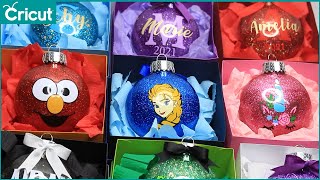 DIY Cricut Christmas Projects Personalized Glitter Ornaments [upl. by Bronez681]