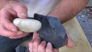 making a spearhead using only rock and antler [upl. by Yennor]