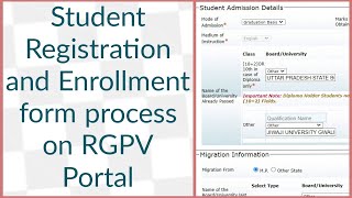 How to fill Student Registration and Enrollment form process on RGPV Portal [upl. by Koa]