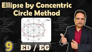 Ellipse by Concentric Circle Method  Mapping of Dimensions for Ellipse  Engineering Drawing [upl. by Kcod278]