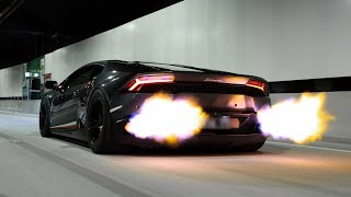 V10 Twin Turbo 1500whp Lamborghini Huracan Flame Shooter  4K [upl. by Naic]