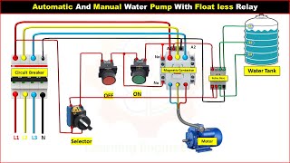 Automatic And Manual Water Pump with Float less Relay learningengineeringbangla electrical [upl. by Lashondra]